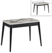 Τραπέζι Dolunay Megapap επεκτεινόμενο χρώμα λευκό εφέ μαρμάρου - μαύρο 100x60(120x100)x79,5εκ.