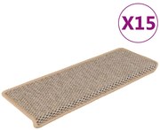 vidaXL Πατάκια Σκάλας Αυτοκόλλητα 15τεμ. Όψη Σιζάλ Αν. Μπεζ 65x21x4εκ.