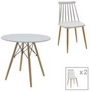 Σετ Τραπεζαρίας Aurora-Julita 3τεμ pp-mdf σε γκρι-λευκό-φυσική απόχρωση Φ80x73εκ 80x80x73 εκ.