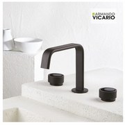 Armando Vicario Halo Black Matt Μπαταρία Νιπτήρος 3 οπών με βαλβίδα clic-clac