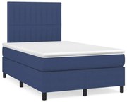 vidaXL Κρεβάτι Boxspring με Στρώμα & LED Μπλε 120x190εκ. Υφασμάτινο