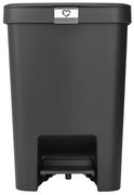 Κάδος απορριμμάτων με πεντάλ Brabantia StepUp 1008482, 25 L, Οικολογικά υλικά, Μεγάλο άνοιγμα, Σκούρο γκρι