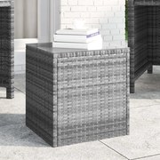 vidaXL Βοηθητικό Τραπεζάκι Γκρι 40x37x40,5εκ Συνθ Ρατάν/ Ψημένο Γυαλί