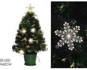 Χριστουγεννιάτικο Δέντρο Οπτικών Ινών Με Χιόνι Και 20 LED 60cm