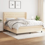 Κρεβάτι Boxspring με Στρώμα Κρεμ 180x200 εκ. Υφασμάτινο