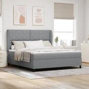 vidaXL Κρεβάτι Box Spring με Στρώμα  - Ανοιχτό Γκρι, 180x200 εκ., Υφάσμα