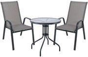 Σετ Κήπου - Βεράντας Rio 3Τμχ Ε270,51S 70x70/55x74x91cm Anthracite-Grey 2 Θέσεων
