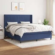 Κρεβάτι Boxspring με Στρώμα Μπλε 180x200 εκ. Υφασμάτινο