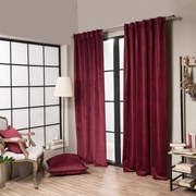 Κουρτίνα Velvet Με Τρέσα 10 Bordo 140x260cm Teoran 140X260 Βαμβάκι-Ακρυλικό