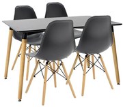 Σετ Τραπεζαρίας Natali-Julita 5τεμ μαύρο-φυσικό 120x80x76εκ 120x80x76 εκ.