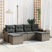 vidaXL Σετ Καναπέ Κήπου 6 Τεμαχίων με Γκρι Μαξιλάρια
