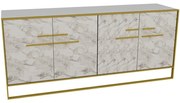 Μπουφές Polka 875ZNA3512 179,9x47,3x75cm Marble Effect White Μοριοσανίδα, Μελαμίνη