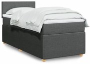 vidaXL Κρεβάτι Boxspring με Στρώμα Σκούρο Γκρι 80x200 εκ. Υφασμάτινο