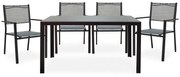Τραπεζαρία κήπου Nares-Moly σετ 5τεμ pakoworld αλουμίνιο μαύρο-textilene ανθρακί