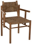 ARMCHAIR  SOLID TEAK &amp; RUSH-MATT- NATURAL 53X55X82