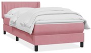 Κρεβάτι Boxspring με Στρώμα Ροζ 90x220 εκ. Βελούδινο 3318314