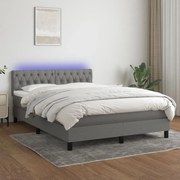 ΚΡΕΒΑΤΙ BOXSPRING ΜΕ ΣΤΡΩΜΑ &amp; LED ΣΚ.ΓΚΡΙ 140X200 ΕΚ ΥΦΑΣΜΑΤΙΝΟ 3133398