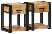 vidaXL Κομοδίνα 2 τεμάχια 40x35x50 cm Στερεό ακατέργαστο ξύλο Mango