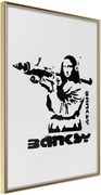 Αφίσα - Banksy: Mona Lisa with Bazooka I - 40x60 - Χρυσό - Χωρίς πασπαρτού