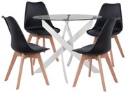 Dining set 5pcs table Φ90x74 &amp; 4 Vegas chairs black