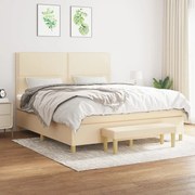 Κρεβάτι Boxspring με Στρώμα Κρεμ 160x200 εκ. Υφασμάτινο - Κρεμ