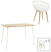 Intrahome Τραπεζαρία Ezra-Cuba Intrahome σετ 5τεμ pp-mdf σε λευκή-sonoma απόχρωση120x80x75εκ | SKU: INTRAPA-311112115