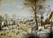 Αναπαραγωγή Winter Landscape with Birdtrap, 1601, Pieter the Younger Brueghel