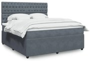 vidaXL Κρεβάτι Boxspring με Στρώμα Σκούρο Γκρι 180x200 εκ. Βελούδινο