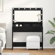 vidaXL Κομψό Τραπέζι Μακιγιάζ με Φωτιστικά LED Μαύρη Δρυς 100x41x135 εκ