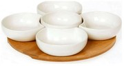 Ορντεβιέρα 5 Θέσεων Με Βάση Bamboo 65.000.137 White-Natural Cryspo Trio Porcelain