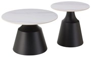 Τραπεζάκια σαλονιού CORREN Σετ 2 τμχ. Κεραμικά TOP με Όψη Λευκού Μαρμάρου Φ50εκ & Φ70εκ 70x70x43 εκ.
