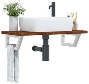 Ράφι Νιπτήρα Τοίχου από Ατσάλι / Μασίφ Ξύλο Δρυός