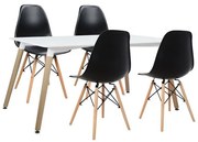 Set Dining Table 5 pieces with Table Minimal &amp; chair Twist  120x80x73 cm