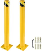 VEVOR Safety Bollard, 48 Inch Height Bollard Post, 4.5 Inch Diameter Steel Pipe Safety Bollard Post, Yellow Steel Bollard, Steel Safety Bollard with 8 Anchor Bolts, Perfect for Traffic-Sensitive Area