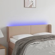 vidaXL Κεφαλάρι Κρεβατιού LED Καπουτσίνο 147x16x78/88εκ. Συνθετ. Δέρμα