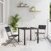 vidaXL Σετ Εξωτερικής Τραπεζαρίας 3 Τεμαχίων Μαύρη Τεξτιλίνη και Χάλυβα