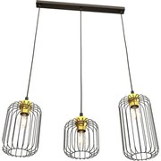 Κρεμαστό Φωτιστικό Οροφής 3xE27 Πλέγμα 74cm Vander Emibig -1364/3-Μαύρο-Χρυσό 1364/3