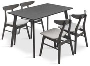 Tραπεζαρία Benson - Orlean pakoworld σετ 5τμχ rustic grey - ύφασμα γκρι 120x80x75εκ