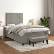 Κρεβάτι Boxspring με Στρώμα Ανοιχτό Γκρι 120x200 εκ. Βελούδινο 3137833