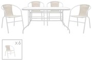 Τραπεζαρία Valor-Obbi σετ 7τεμ μέταλλο-pe λευκό