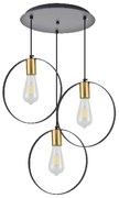 Φωτιστικό Οροφής Hoop 77-8203 3xE27 60W Brass-Black Homelighting Μέταλλο