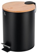 Κάδος Απορριμμάτων Μπάνιου (Φ20.5x25.5) Estia 5lt Bamboo Essentials Black 02-12748