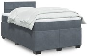 vidaXL Κρεβάτι Boxspring με Στρώμα Σκούρο Γκρι 120x190 εκ. Βελούδινο