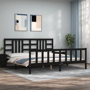 vidaXL Πλαίσιο Κρεβατιού με Κεφαλάρι Μαύρο 200x200 εκ. Μασίφ Ξύλο