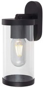 Επιτοίχιο Φωτιστικό Κήπου E27 Στρογγυλό με Διάφανο Γυαλί Μαύρο Ματ 10417 VTAC-10417-Μαύρο 10417