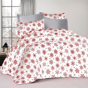 Παπλωματοθήκη Snowflake 462 White-Red DimCol Μονό 160x240cm Βαμβάκι-Πολυέστερ