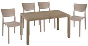 Τραπεζαρία κήπου Explore-Ignite pakoworld σετ 5τεμ PP cappuccino 150x90x73,5εκ.