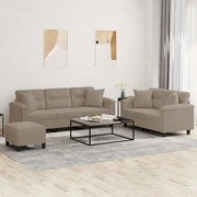 vidaXL Σετ Σαλονιού 3 Τεμαχίων Taupe από Ύφασμα Μικροϊνών με Μαξιλάρια