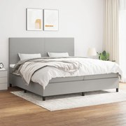 Κρεβάτι Boxspring με Στρώμα Ανοιχτό Γκρι 200x200 εκ. Υφασμάτινο