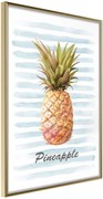 Αφίσα - Pineapple on Striped Background - 40x60 - Χρυσό - Χωρίς πασπαρτού